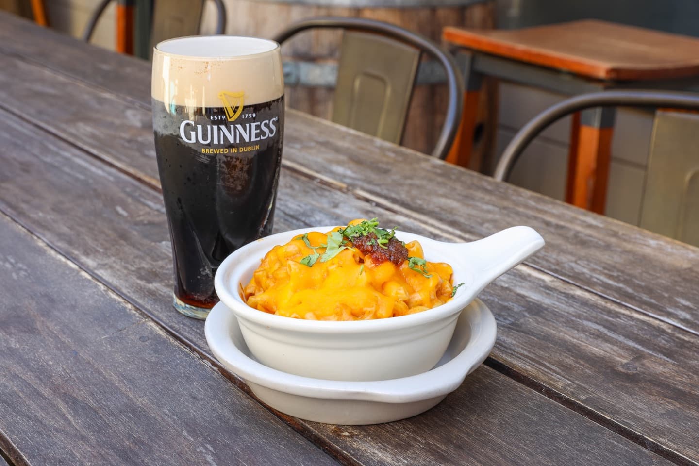 Baked macaroni and cheese topped with cheddar