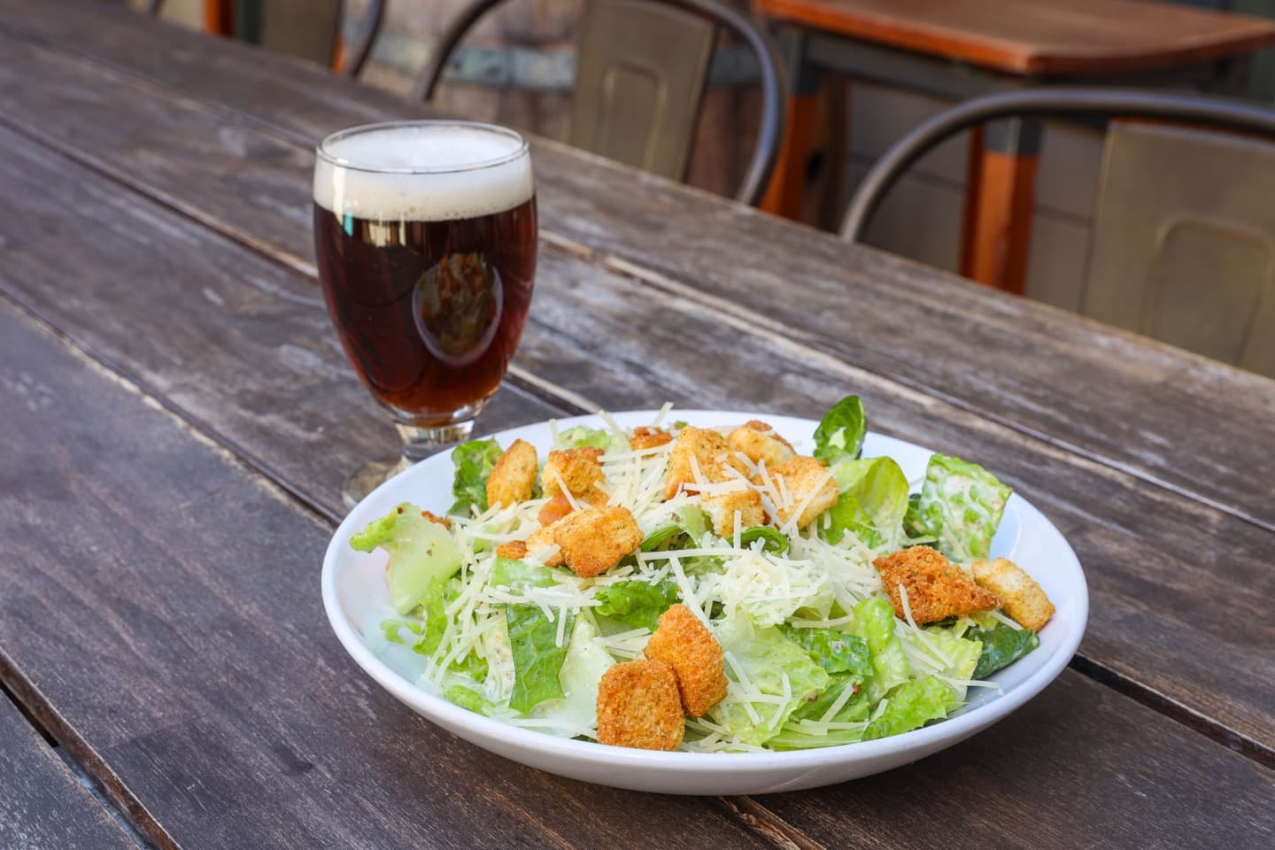 Caesar salad with parmesan and croutons